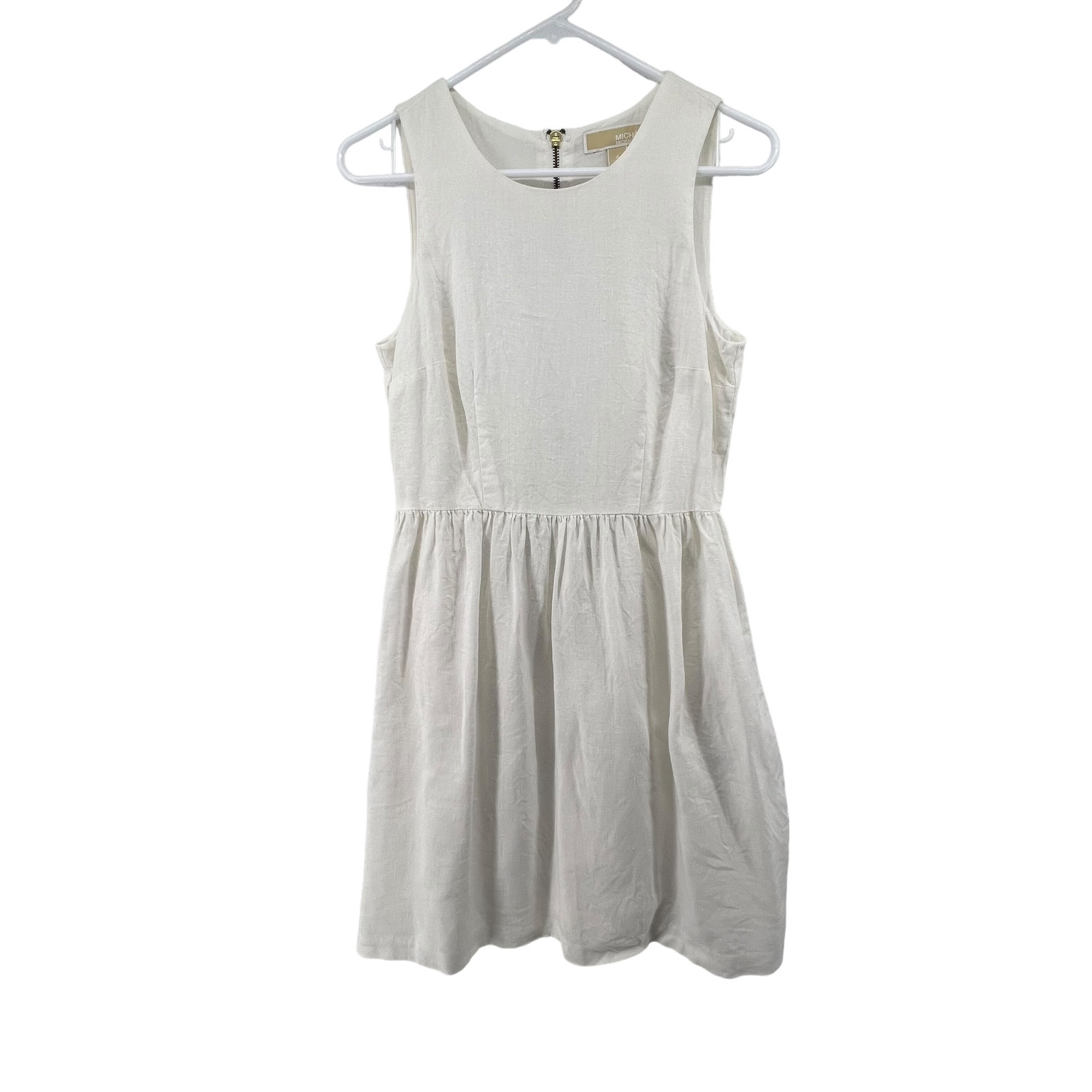 Michael Michael Kors Dress Size 4 100% Linen Fit And Flare Lined Back Zipper